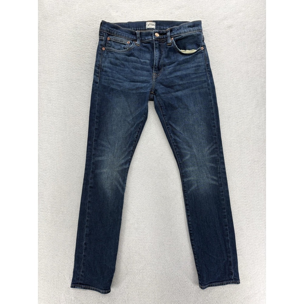 J.Crew 250 Skinny Jeans Mens 31x32 Blue Dark Wash Stretch Denim Kurabo Japan